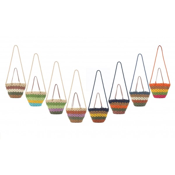 Large Straw Match Colour Crochet Bag L23D20221