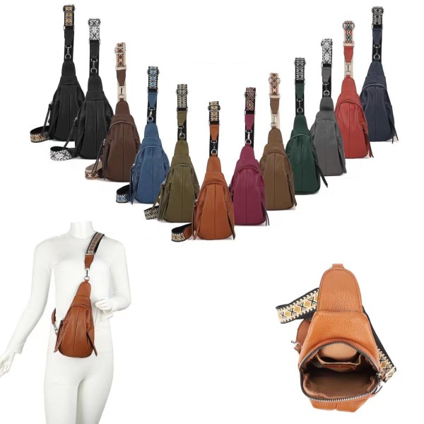 Sling Bag with Colourful Strap S23J61828