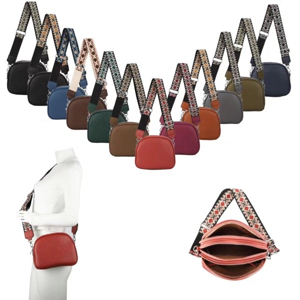 3 Compartments Crossbody with Colourful Strap S23XX6182