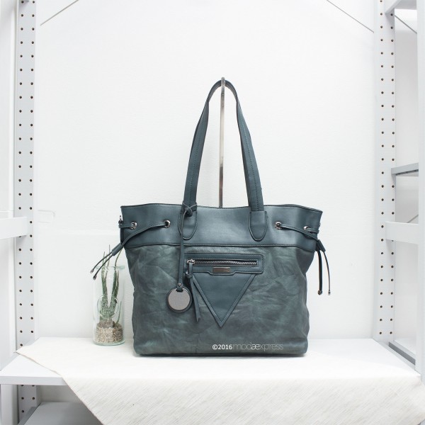 Two Tone Distressed Tote L16TL9892