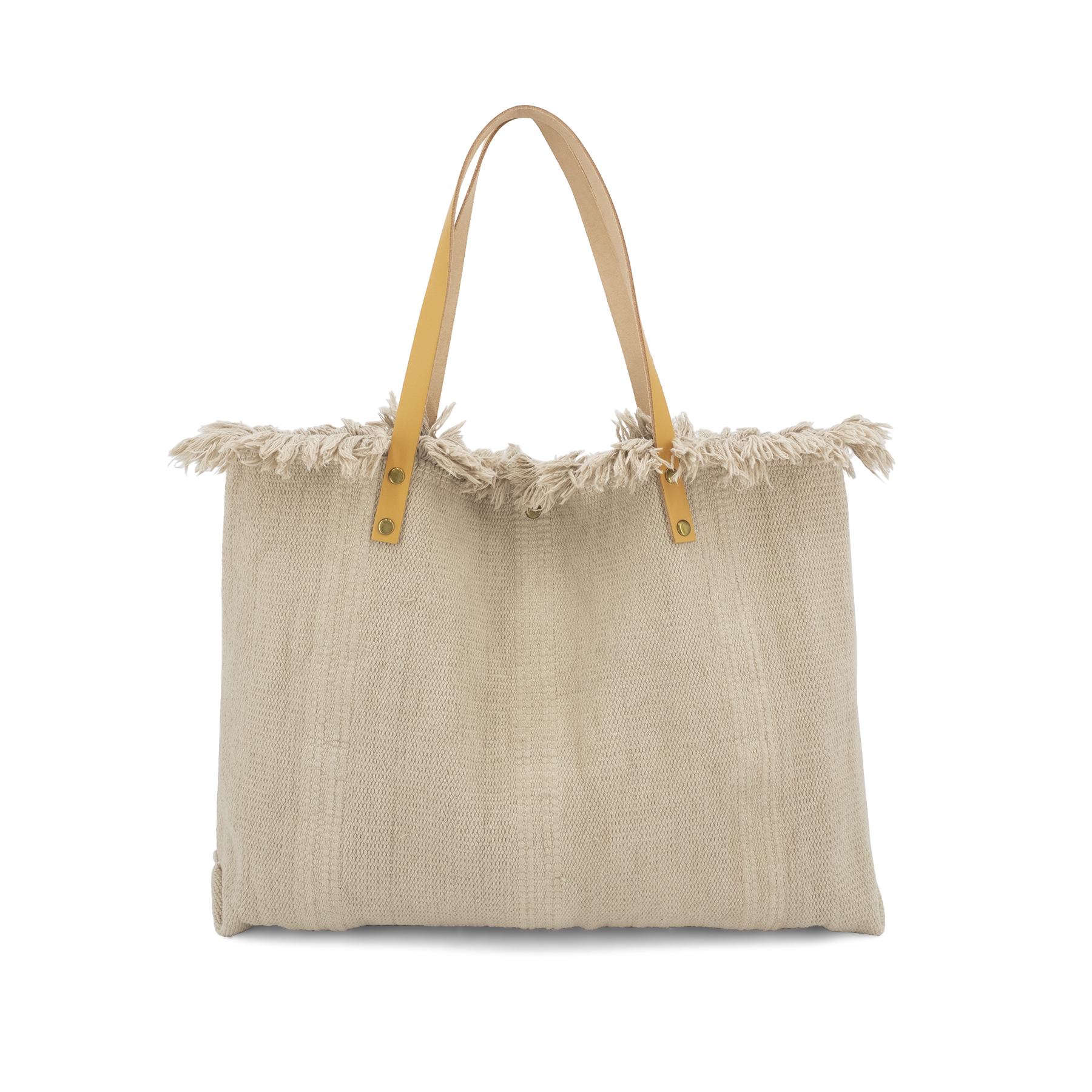 Canvas with Leather Frayed Edges Tote ITAL02028