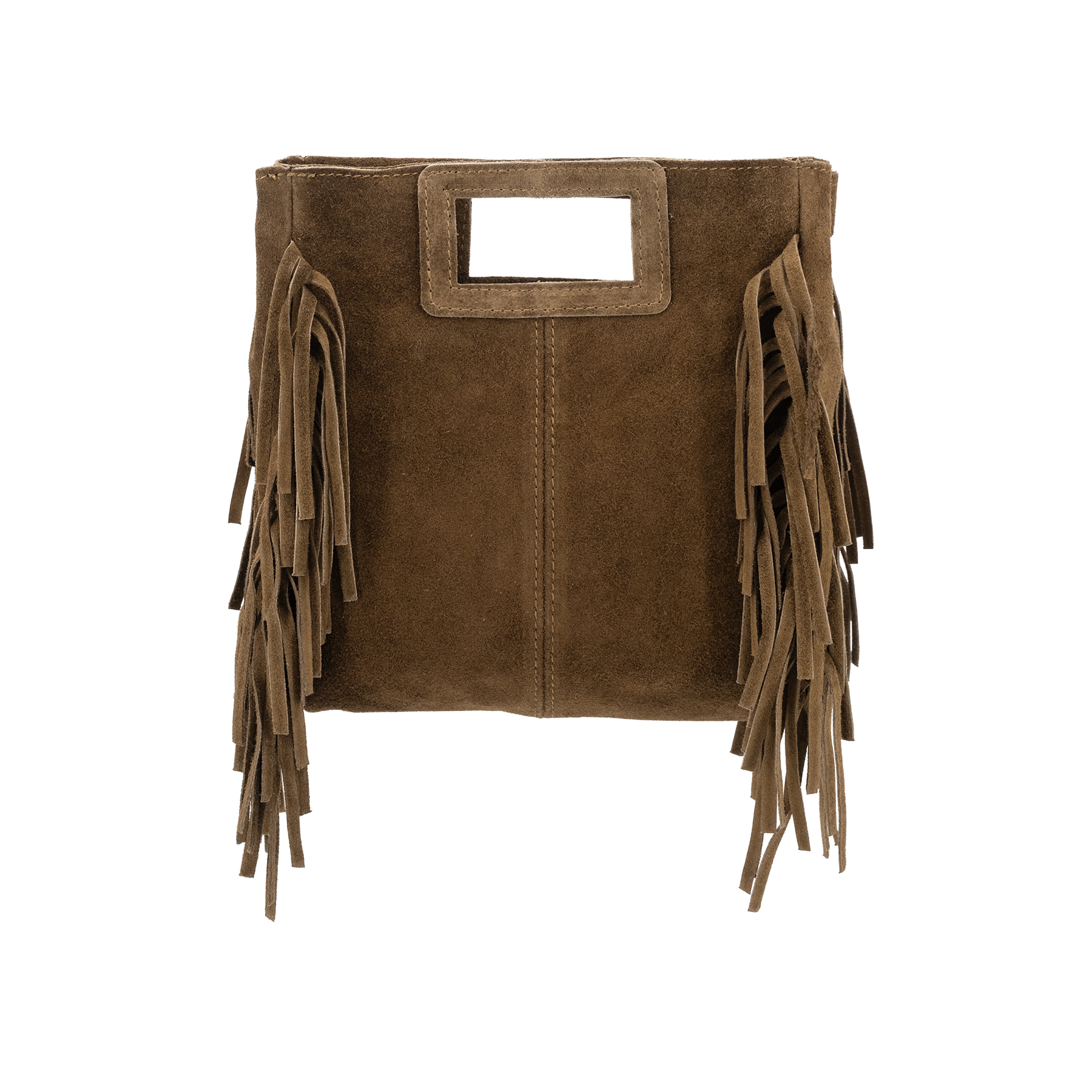 Suede Leather Squared Small Bag with Fringes ITAS00335