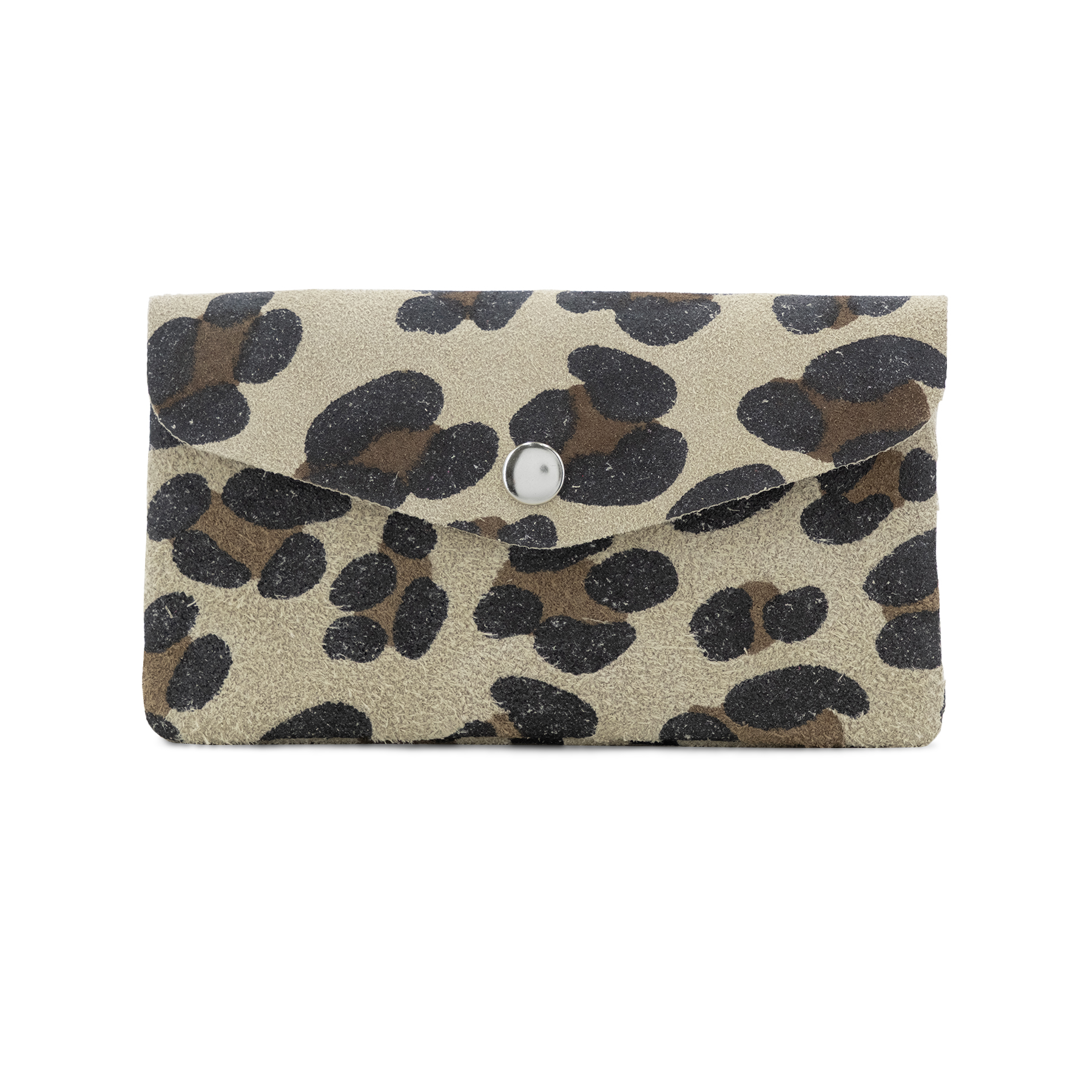 Large Suede Leather Button Purse Animal Print ITAS50004L
