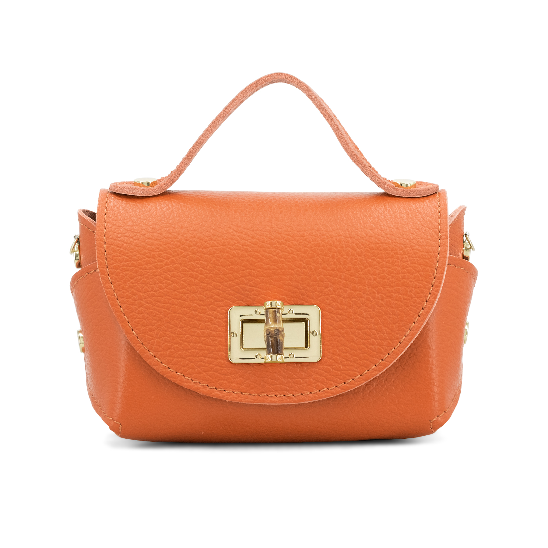 Leather Mini Crossbody with Bamboo Twistlock ITAS01756