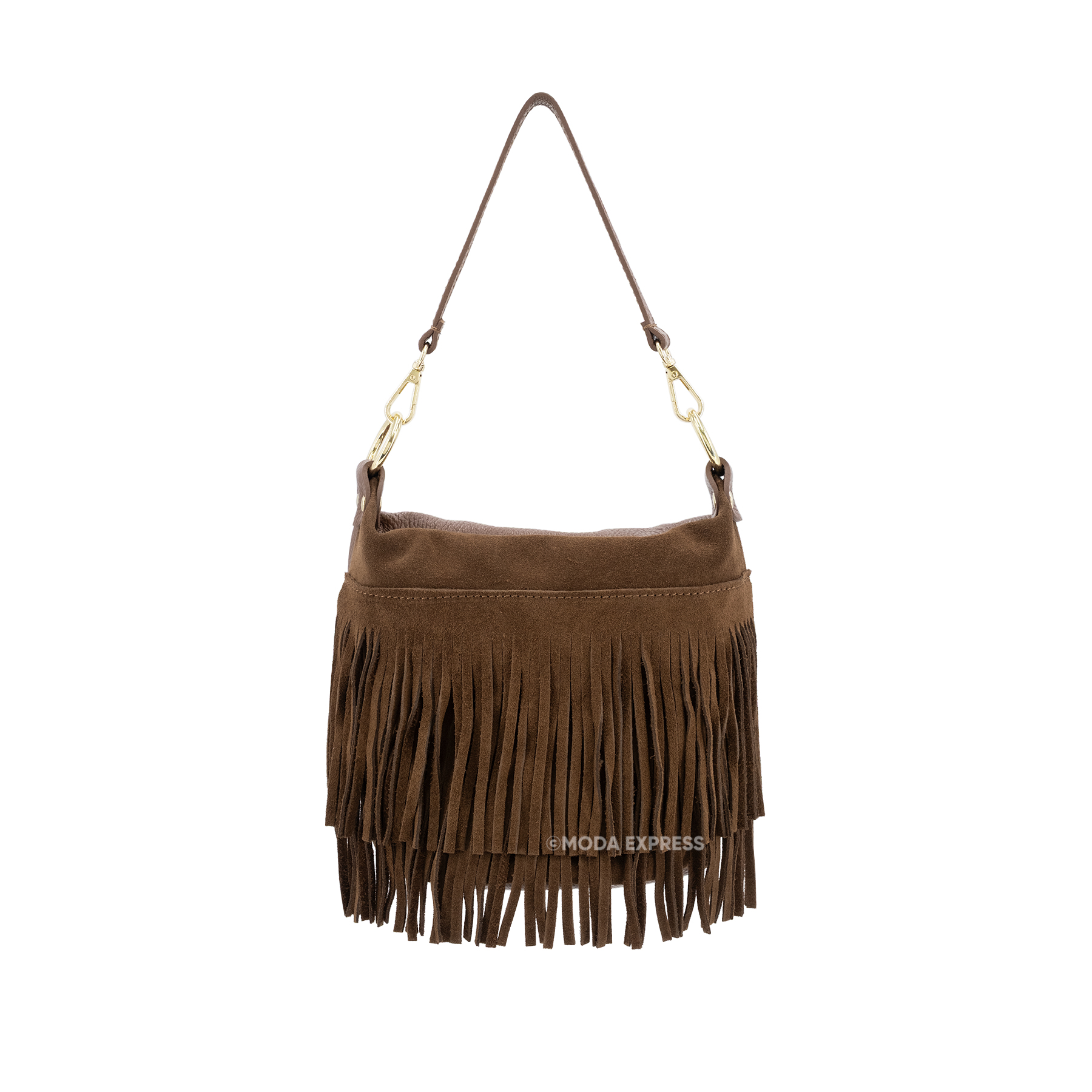 Suede Leather Bucket Bag with Fringes ITAS40003