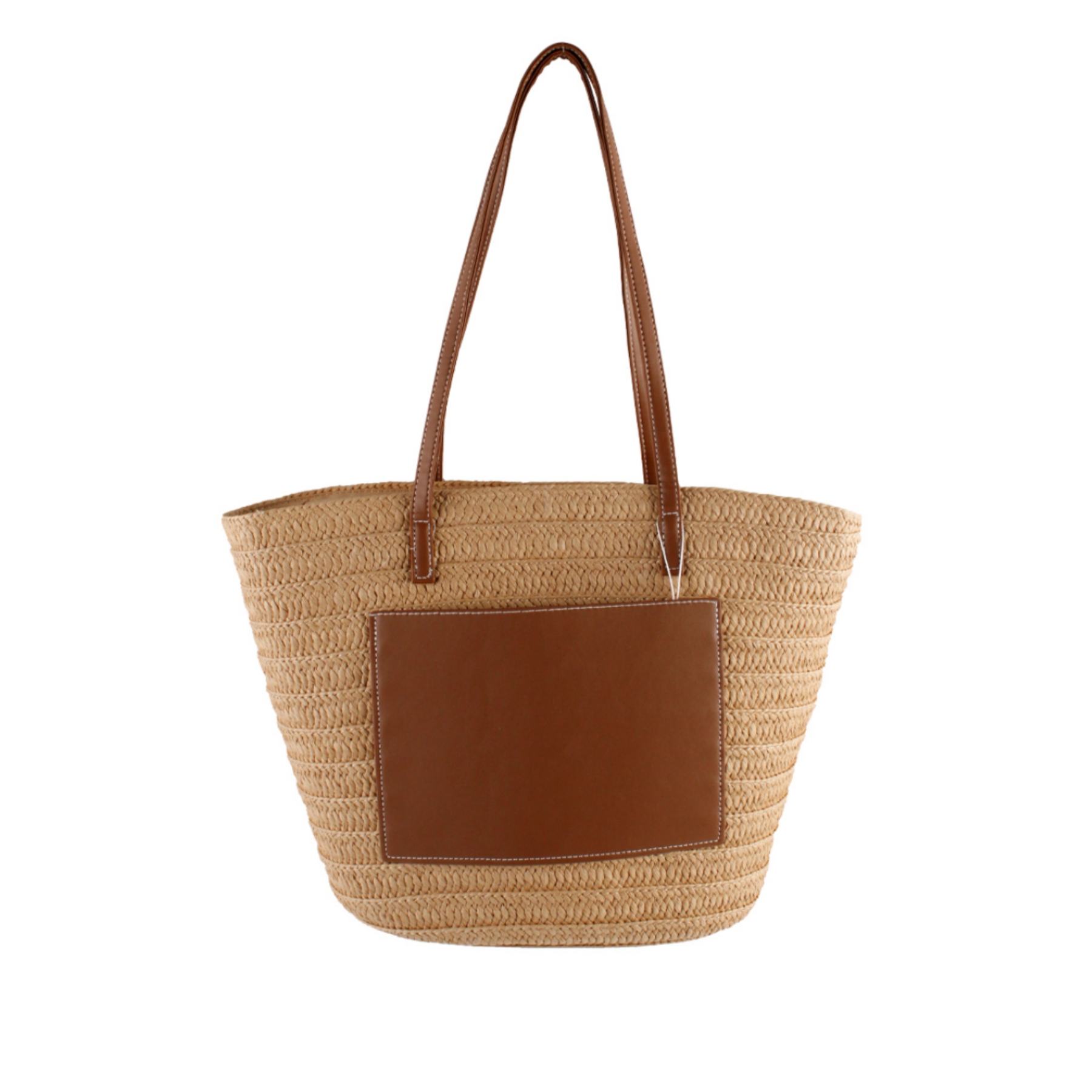 Large Straw Front Pocket Tote Bag L26XL0022